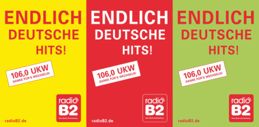 Neue radio B2 Plakatkampagne „ENDLICH DEUTSCHE HITS