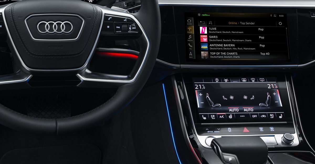 Online Radio im Auto: radio.net liefert Webradio-URLs für neuen Audi A8