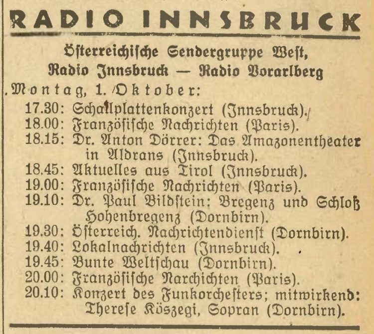 Radio Innsbruck-Programm